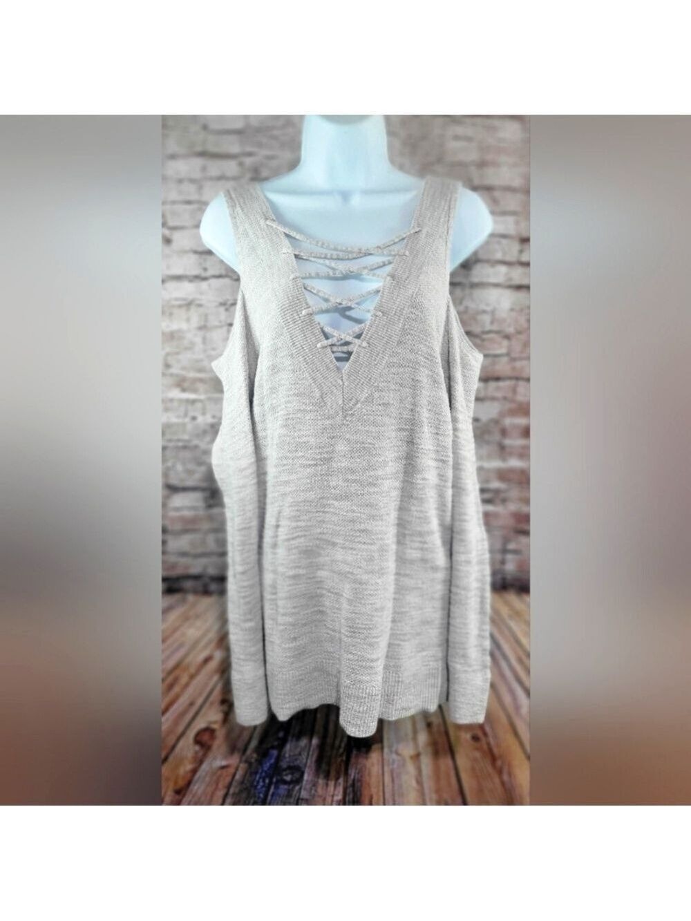 Express Cold Shoulder Surplice Neck Sweater Top Small